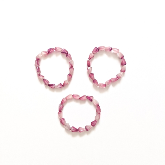 Chunky Purple Stackable Bracelet Trio Set - Picture 2 of 4